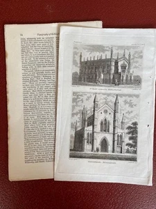 ENGRAVING 1831 CHURCHES St MARY ABBOT'S KENSINGTON TOTTENHAM MIDDLESEX - Picture 1 of 2