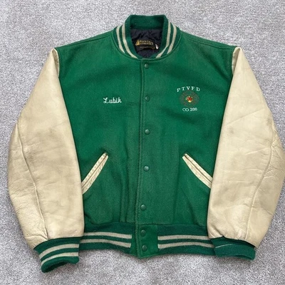 Vintage 90s Rock Creek Athletics PTV Fire Dept Varsity Jacket Large USA - Image 1 of 4