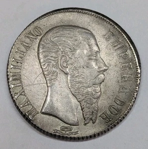 Peso de plata de México 1866 Pi. Imperio de Maximiliano. San Luis Potosí. Detalles AU - Imagen 1 de 3