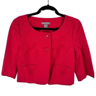 Chaqueta Blazer Ann Taylor Texturizada Recortada Manga 3/4 Botón Bolsillos Delanteros Talla 4 Foto 1 de 4