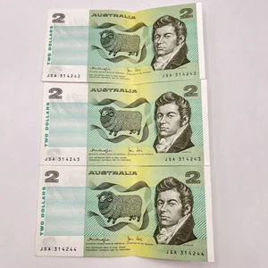 3x 1979 (R87) $2 Two Dollar Consecutive Notes - aUnc - Knight / Stone - Picture 1 of 2