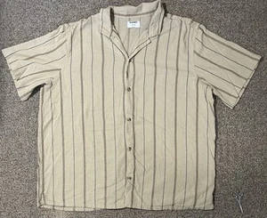 Camisa Abotonada Antigua Azul Marino Para Hombre 3XL Alta Lino Rayas Playa Ligera - Imagen 1 de 5
