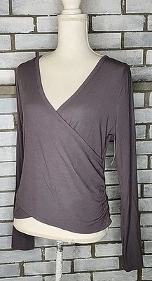 NWT Avia Women's Long Sleeve Reversible Wrap Top Size XL Gray Tumb Holes - Image 1 of 4