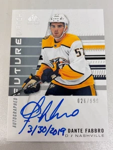 19-20 Dante Fabbro 179 Inscribed /999 Nashville Predators Future Watch Auto - Foto 1 di 2