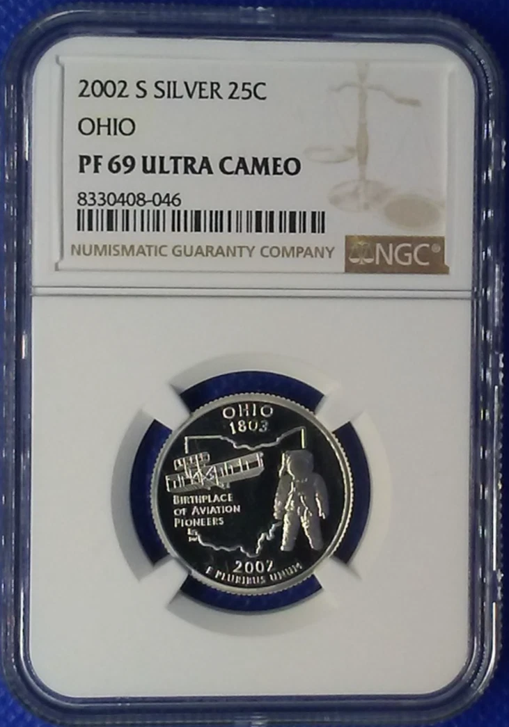 2002 S Silver 25C OHIO PF 69 ULTRA CAMEO NGC | eBay