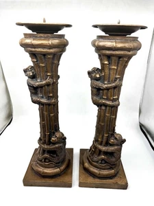 Vintage Affe Metall und Harz Bronze Kerzenständer schwer! - Bild 1 von 7