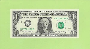2006 ..UNCIRC $1 G 7777 1181 B .... 2006 $1 G-B QUAD '7777' & '11-1' - Picture 1 of 2