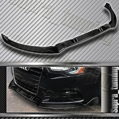 Labio de alerón de parachoques delantero de 3 piezas para Audi A5 2013-2016 (100 % fibra de carbono real) Foto 1 de 4