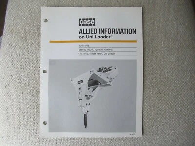 1988 Case hydraulic hammer 1845 1845B 1945C uni-loader spec brochure - Image 1 of 2