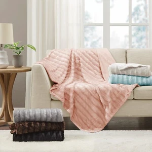Madison Park Duke Long Fur Throw 50x60 - Picture 1 of 33