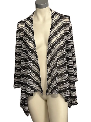 Cárdigan para mujer Travel Elements negro/blanco transparente frente abierto Pointelle talla L Foto 1 de 4