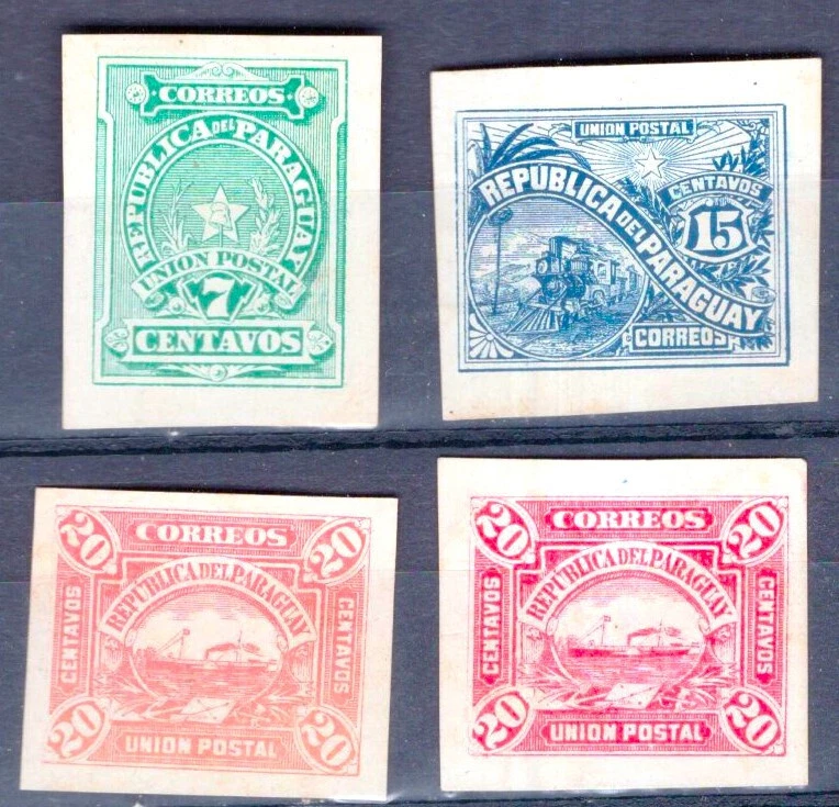 ПАРАГВАЙ, 4 ДОКАЗАТЕЛЬСТВА, ОКОЛО 1890, MH, ОЧЕНЬ РЕДКАЯ - Изображение 1 из 1