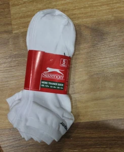 NEW SLAZENGER MENS WHITE BLACK TRAINER QUARTER SOCKS 5 PACK -KING SIZE SIZE 13+ - Picture 1 of 1