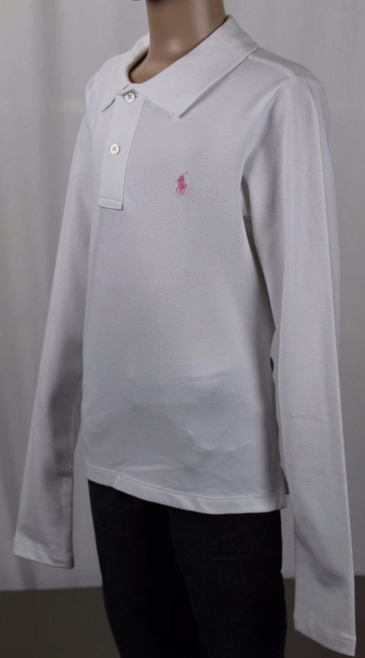 Childrens Girls Polo Ralph Lauren White Mesh Shirt Pink Pony NWT - Image 1 of 1