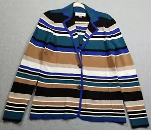 Calvin Klein Knit Blazer Jacket Women’s Medium M Striped Long Sleeves Stretch - Picture 1 of 13