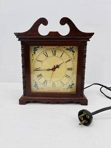 Herman Miller Electric Mantle Clock RARE Floral Wood WORKS GREAT - Picture 1 of 14