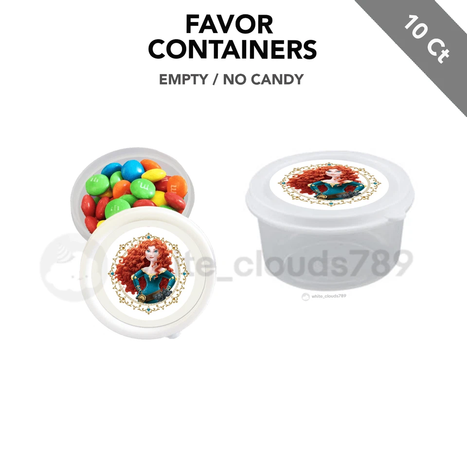 10 заполняемых контейнеров для конфет Merida Brave Princess Party Favor 2,3 унции  - Изображение 1 из 1