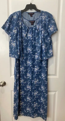 SIGNATURE Robbie Bee Women’s Sz 14 VTG Y2K 2pc Denim Jacket Dress Floral Cottage - Image 1 of 4