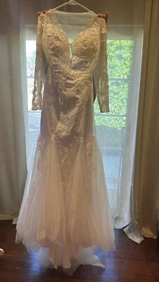 vestido de noiva tamanho 14 manga longa - Imagem 1 de 4