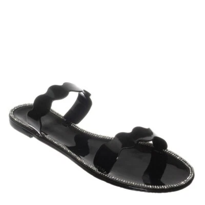 Sandalia Deslizable Bambú Alison02 Lucite Jelly Estrás Suave Punta Abierta Talla 5 Nueva Foto 1 de 4