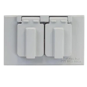 Gray 1-Gang Duplex Weatherproof Outlet Cover - Durable and Weather-Resistant - Picture 1 of 2