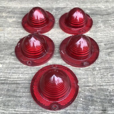 1958 Chevrolet Impala Bel-Air Corvette Tail Light Lens 5 Used Original GM Red - Image 1 of 4