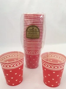 24 Vintage Hallmark Wax Paper Cups Valentines Red Heart Design Cold Cups 5 oz - Imagen 1 de 7