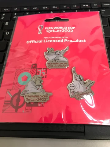 Qatar 2022 FIFA World Cup Soccer Football Mascot La'eeb Pin/Badge Set (3 Pins) Cover