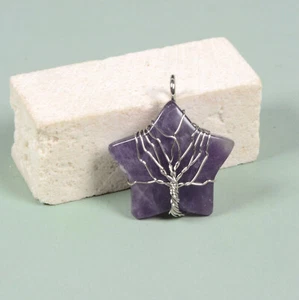 K31147 30mm Amethyst Vintage Wire Wrapped Tree Of Life Star Pendant - Imagen 1 de 2