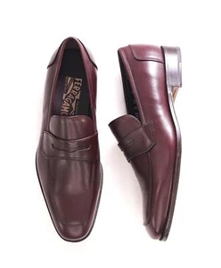 $850 SALVATORE FERRAGAMO - "Lionel" Burgundy Oxblood Penny Loafers - 7 EE - Picture 1 of 6