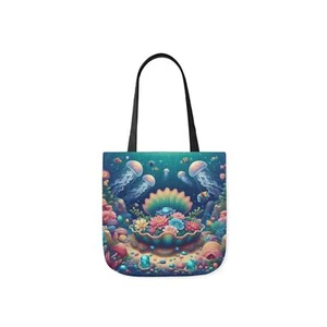 Canvas Tote Bag 5-Color Straps | Gems of the Sea | Jellyfish | Open Clam 3 - Picture 1 of 21