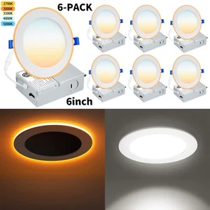 6Inch Ultra-Thin LED Recessed Ceiling Light, Dimmable 5CCT Selectable Downlight - Picture 1 of 29