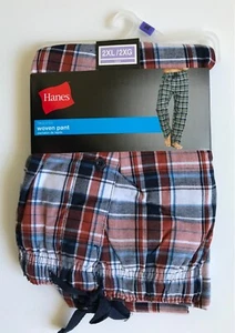 Hanes Men's Pajama Pants Sleepwear Red Blue Plaid Cotton Blend Size 2XL - Picture 1 of 4
