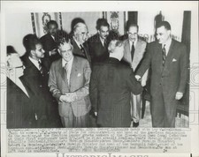 1956 Press Photo Gamal Abdel Nasser & delegation to Suez Canal Conference, Egypt