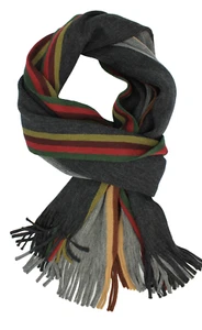 Strickschal 100%Wolle(Merino) mittelgrau dunkel Herren Damen Schal mit Fransen - Picture 1 of 3