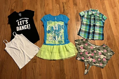 * Lote de 5 túnicas sin mangas Justice Japna's Closet talla 10 verde con volantes jugar Foto 1 de 4