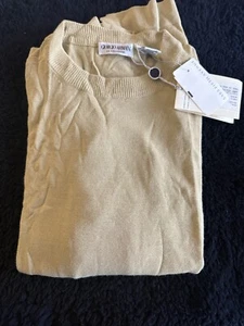 Giorgio Armani Le Collezioni Vintage 1990s Lg L Yellow Men’s Crew Neck Shirt Neu mit Etikett - Bild 1 von 6