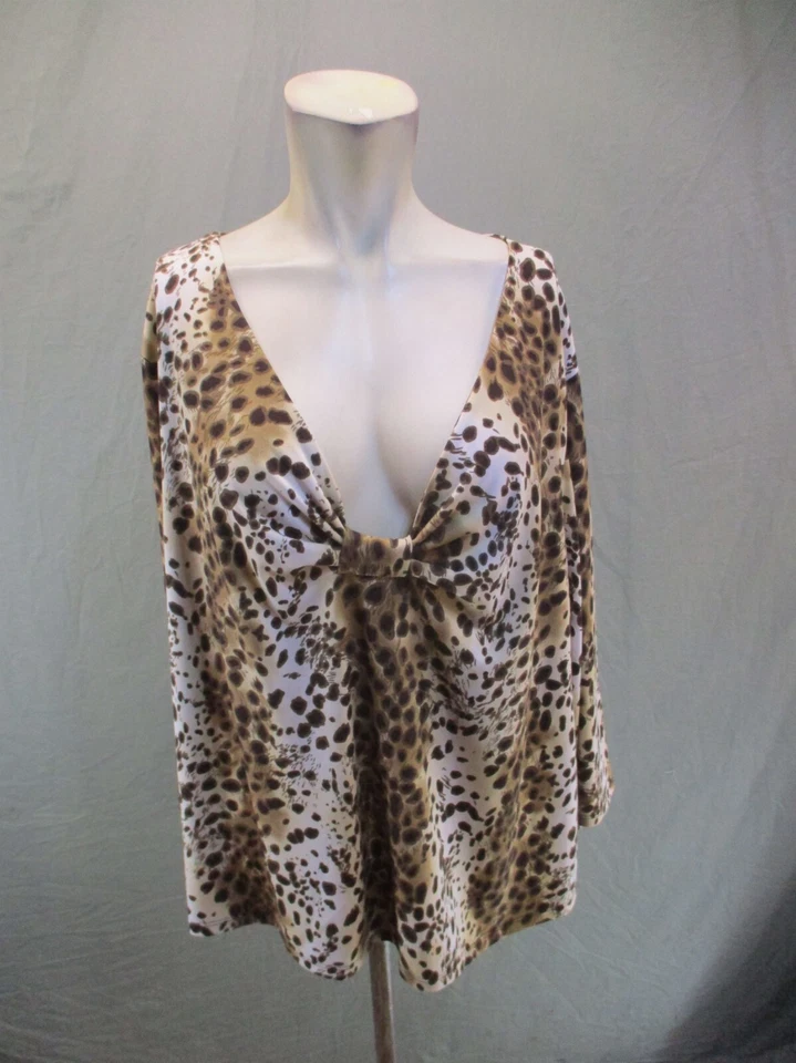 Top GEORGE Talla 26W/28W Mujer Animal Elastizado Fluido Manga Larga 539 Foto 1 de 4