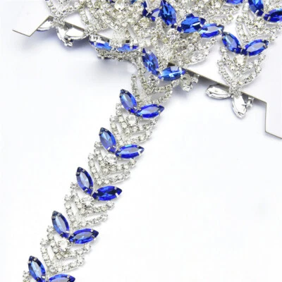 90cm Jewellery Making DIY Crystal Rhinestone Beaded Leaves Applique Chain Trim  - image 1 of 4