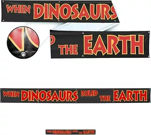 Estandarte Cuando los dinosaurios gobernaron la Tierra (2"x20") negro, rojo, amarillo - Imagen 1 de 5