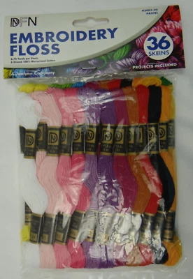 Embroidery Floss, 36 Skeins #3001-30 Pastel, Projects Included, NEW, Janlynn Co. - Image 1 of 4