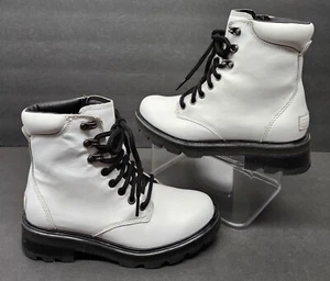 SOREL Lennox Womens Size 6.5M White Leather Lace Up Waterproof Ankle Boots - Picture 1 of 10