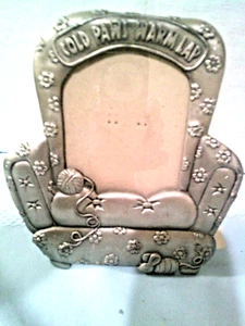 Vintage 3D Cat Pet Photo Picture Frame Silver Tone Metal 7x6"Cold Paws Warm Lap" - Picture 1 of 9