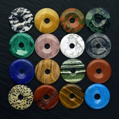 Edelstein Donuts A-L 20 30 40 50 mm für Lederband Kette Pi Scheibe Steinschatz - Bild 1 von 3