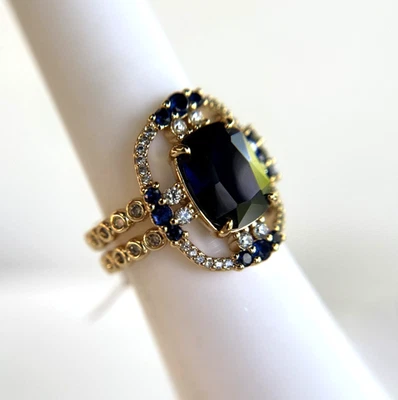 Bomb Party September Ring Sz 9 "Never Meek" LC Sapphire on Gold - Image 1 of 4