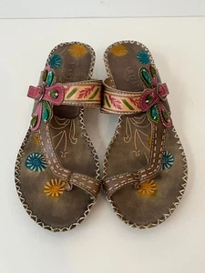 Spring Step L'Artiste Santorini Damen-Sandalen Leder geprägter Zehenring 10,5 - Bild 1 von 16