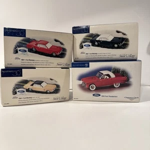 Dept 56 Lot Of 4 Ford cars 1955 thunderbird and 1964 ford mustangs - Picture 1 of 12