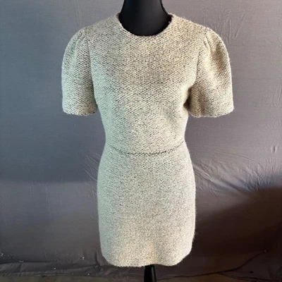 Mini Vestido Alice + Olivia Mujer S Tejido Tweed Manga Abullonada Talla 6 Beige Mohair Foto 1 de 4