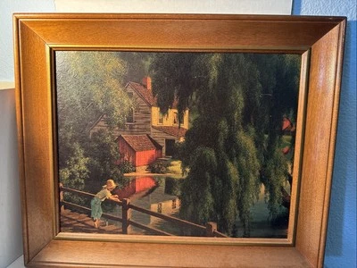 "Paul Detlefsen 17x14"" Vintage Buen Antiguo Summertime Print Enmarcado Fj" Foto 1 de 4