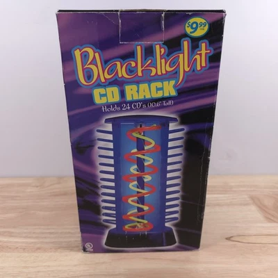 VTG Blacklight CD DVD RACK Holds 24, 10.6" 90'S Tower Lamp Neon DNA Style NOS - Image 1 of 4